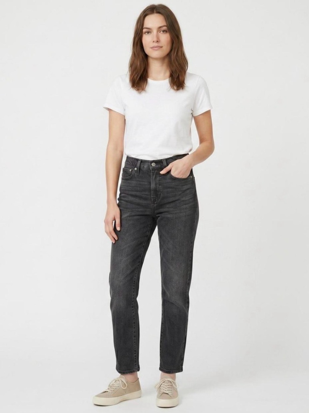 Madewell The Perfect Vintage Jean Faded Washed Black High-Rise Ankle Jeans